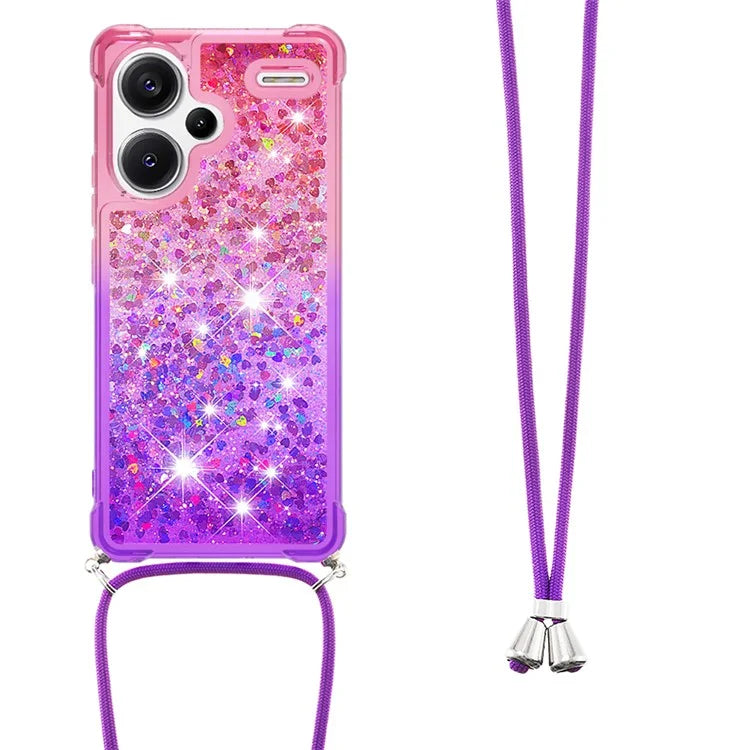 YB Quicksand Series-6 For Xiaomi Redmi Note 13 Pro+ 5G Case Gradient Quicksand Phone Cover with Lanyard