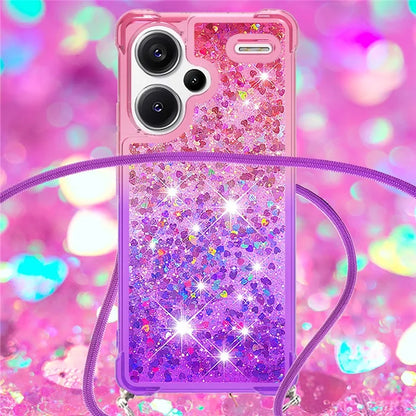 YB Quicksand Series-6 For Xiaomi Redmi Note 13 Pro+ 5G Case Gradient Quicksand Phone Cover with Lanyard