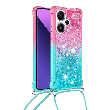 YB Quicksand Series-6 For Xiaomi Redmi Note 13 Pro+ 5G Case Gradient Quicksand Phone Cover with Lanyard