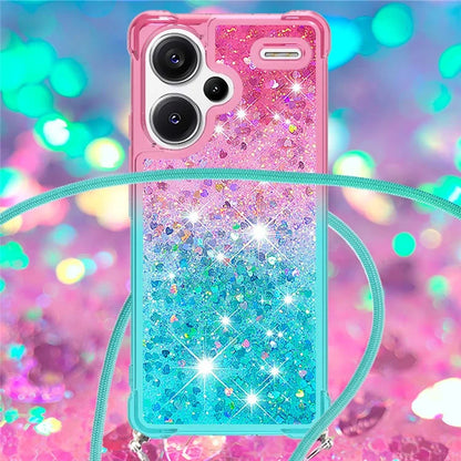 YB Quicksand Series-6 For Xiaomi Redmi Note 13 Pro+ 5G Case Gradient Quicksand Phone Cover with Lanyard