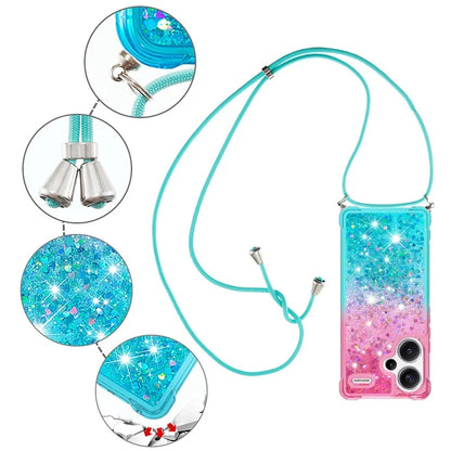 YB Quicksand Series-6 For Xiaomi Redmi Note 13 Pro+ 5G Case Gradient Quicksand Phone Cover with Lanyard