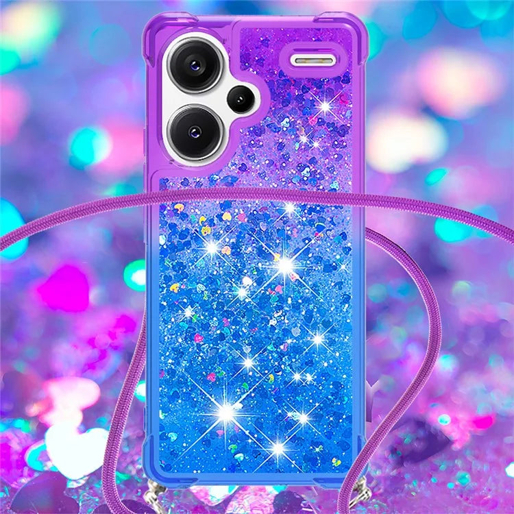 YB Quicksand Series-6 For Xiaomi Redmi Note 13 Pro+ 5G Case Gradient Quicksand Phone Cover with Lanyard