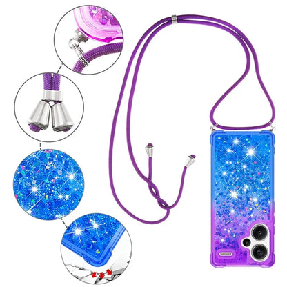 YB Quicksand Series-6 For Xiaomi Redmi Note 13 Pro+ 5G Case Gradient Quicksand Phone Cover with Lanyard