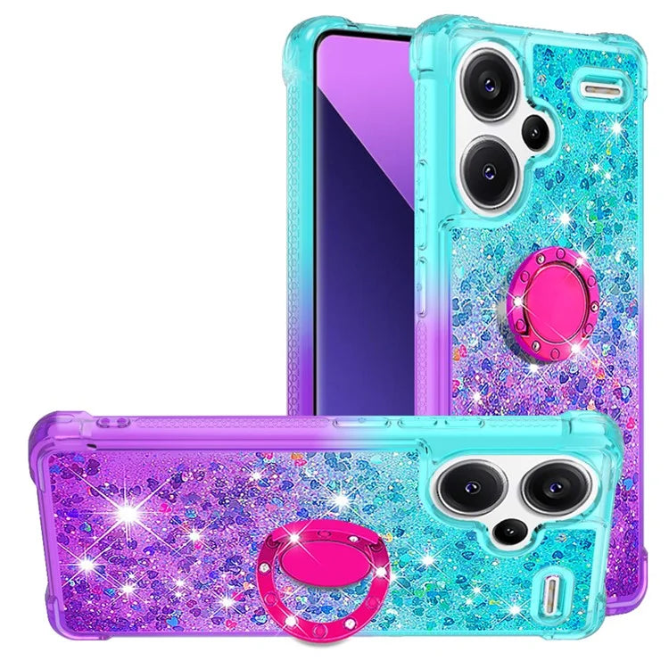 YB Quicksand Series-8 For Xiaomi Redmi Note 13 Pro+ 5G Kickstand Case Gradient Quicksand Phone Cover