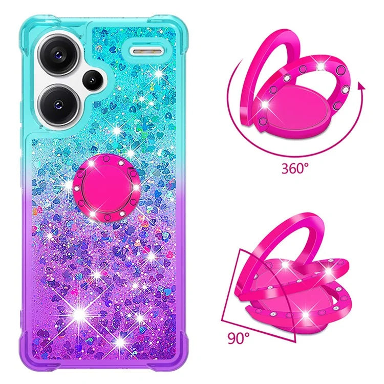 YB Quicksand Series-8 For Xiaomi Redmi Note 13 Pro+ 5G Kickstand Case Gradient Quicksand Phone Cover