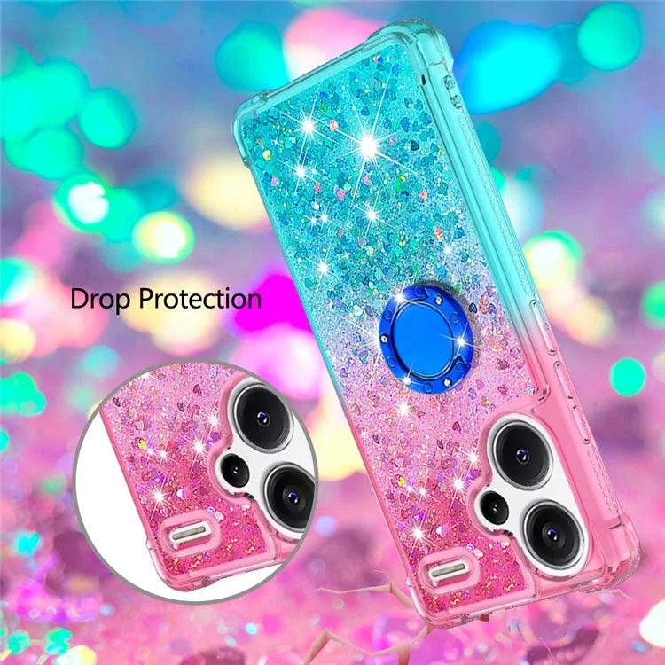 YB Quicksand Series-8 For Xiaomi Redmi Note 13 Pro+ 5G Kickstand Case Gradient Quicksand Phone Cover