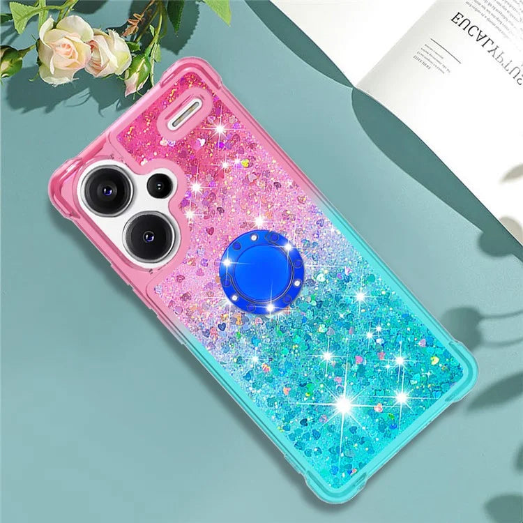 YB Quicksand Series-8 For Xiaomi Redmi Note 13 Pro+ 5G Kickstand Case Gradient Quicksand Phone Cover
