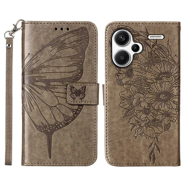 YB Imprinting Series-4 For Xiaomi Redmi Note 13 Pro+ 5G Case Flip Wallet Floral Butterfly Leather Phone Cover