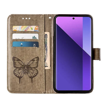 YB Imprinting Series-4 For Xiaomi Redmi Note 13 Pro+ 5G Case Flip Wallet Floral Butterfly Leather Phone Cover