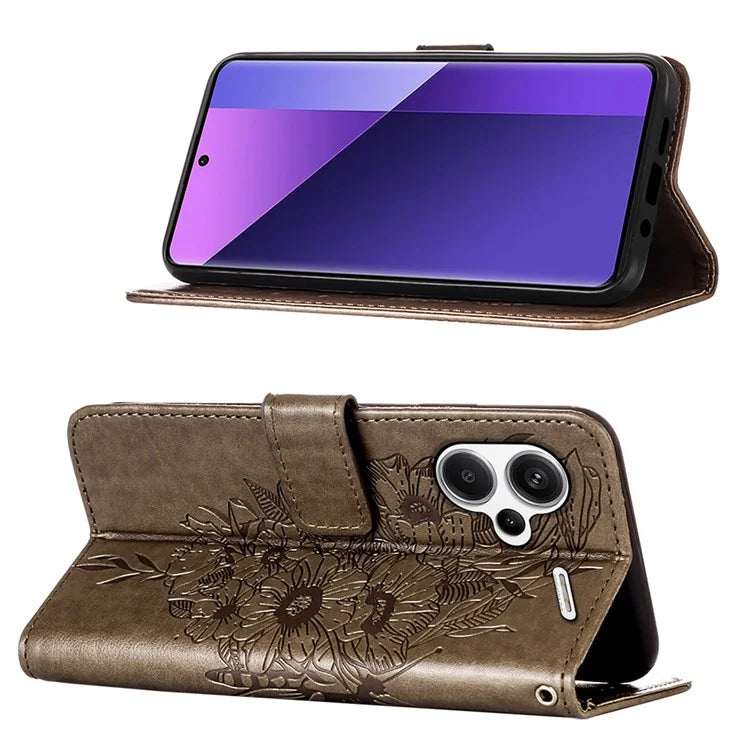 YB Imprinting Series-4 For Xiaomi Redmi Note 13 Pro+ 5G Case Flip Wallet Floral Butterfly Leather Phone Cover