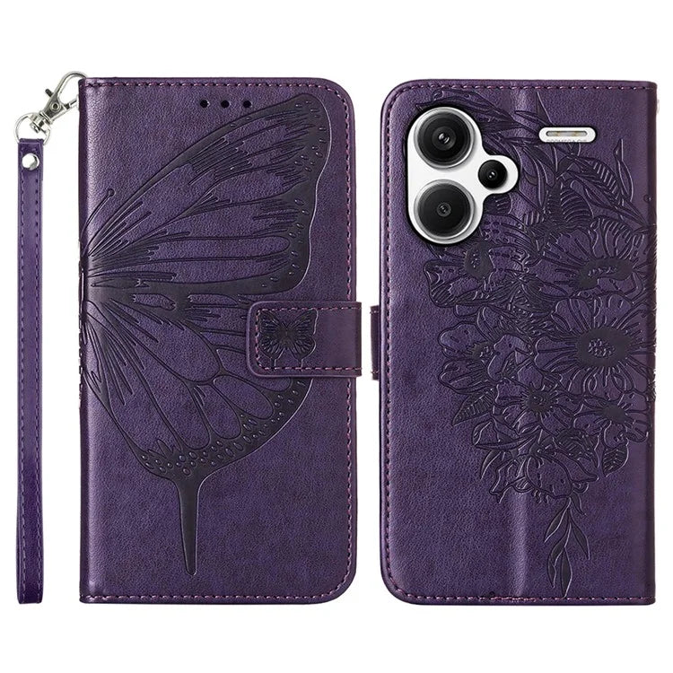 YB Imprinting Series-4 For Xiaomi Redmi Note 13 Pro+ 5G Case Flip Wallet Floral Butterfly Leather Phone Cover