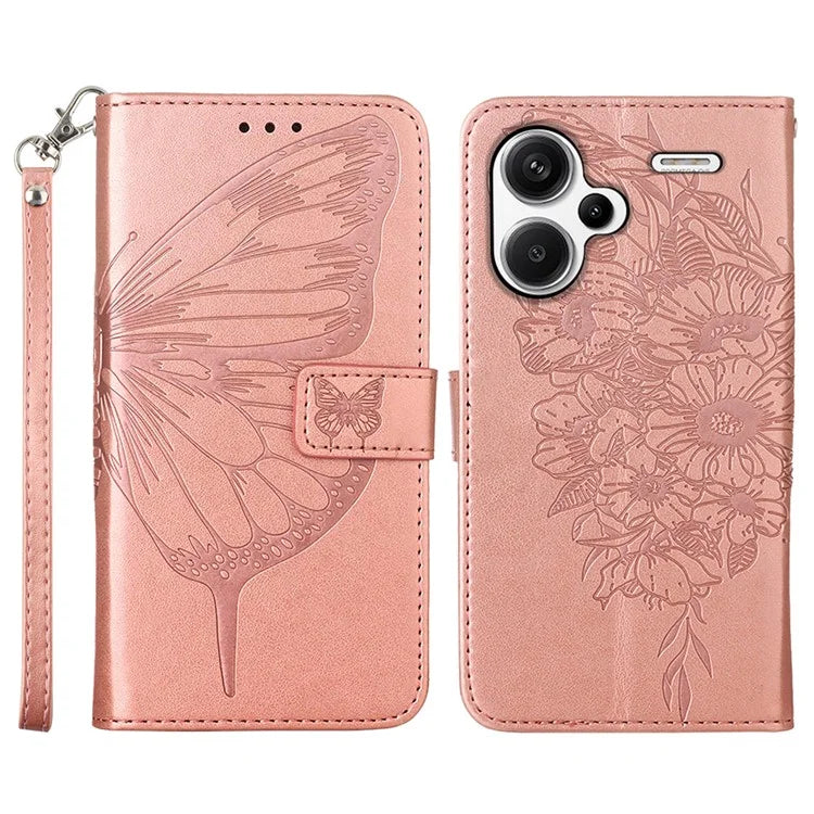 YB Imprinting Series-4 For Xiaomi Redmi Note 13 Pro+ 5G Case Flip Wallet Floral Butterfly Leather Phone Cover