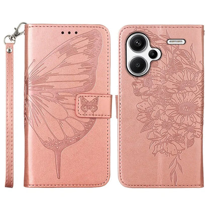 YB Imprinting Series-4 For Xiaomi Redmi Note 13 Pro+ 5G Case Flip Wallet Floral Butterfly Leather Phone Cover