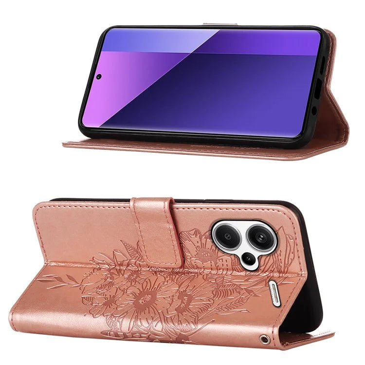 YB Imprinting Series-4 For Xiaomi Redmi Note 13 Pro+ 5G Case Flip Wallet Floral Butterfly Leather Phone Cover