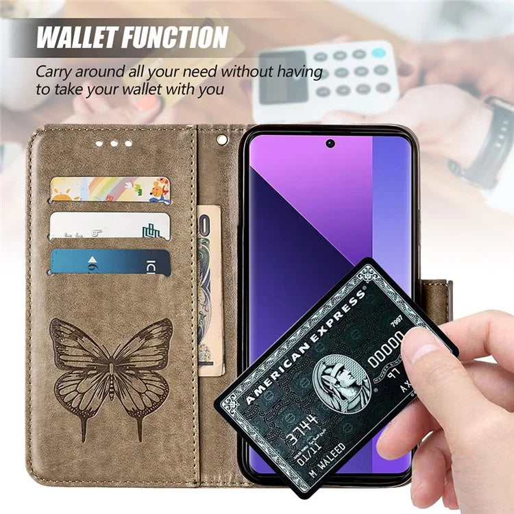 YB Imprinting Series-4 For Xiaomi Redmi Note 13 Pro+ 5G Case Flip Wallet Floral Butterfly Leather Phone Cover