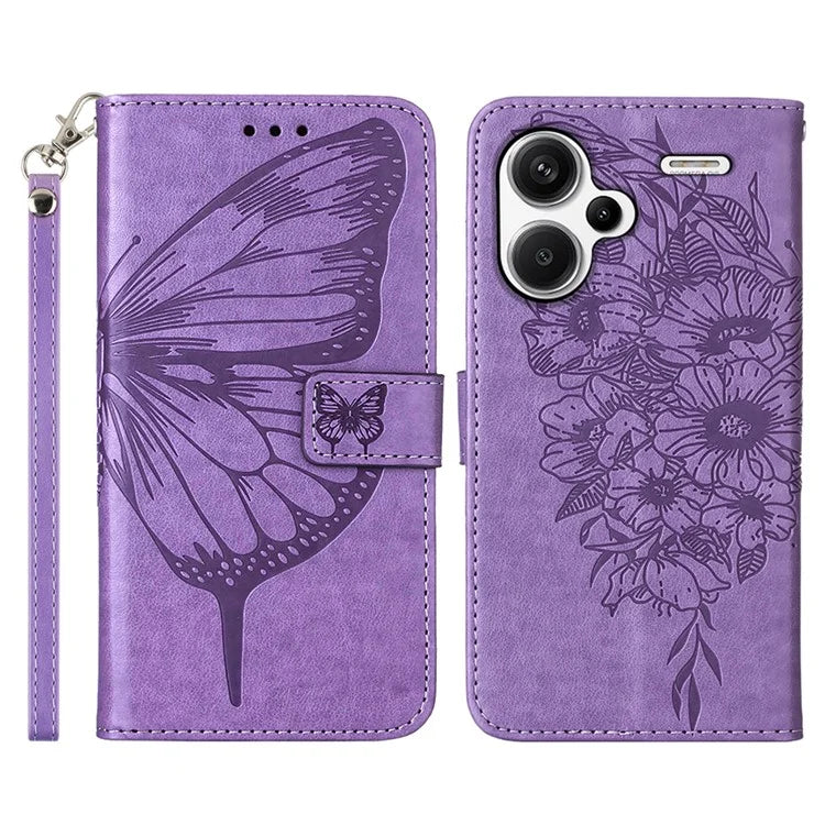 YB Imprinting Series-4 For Xiaomi Redmi Note 13 Pro+ 5G Case Flip Wallet Floral Butterfly Leather Phone Cover