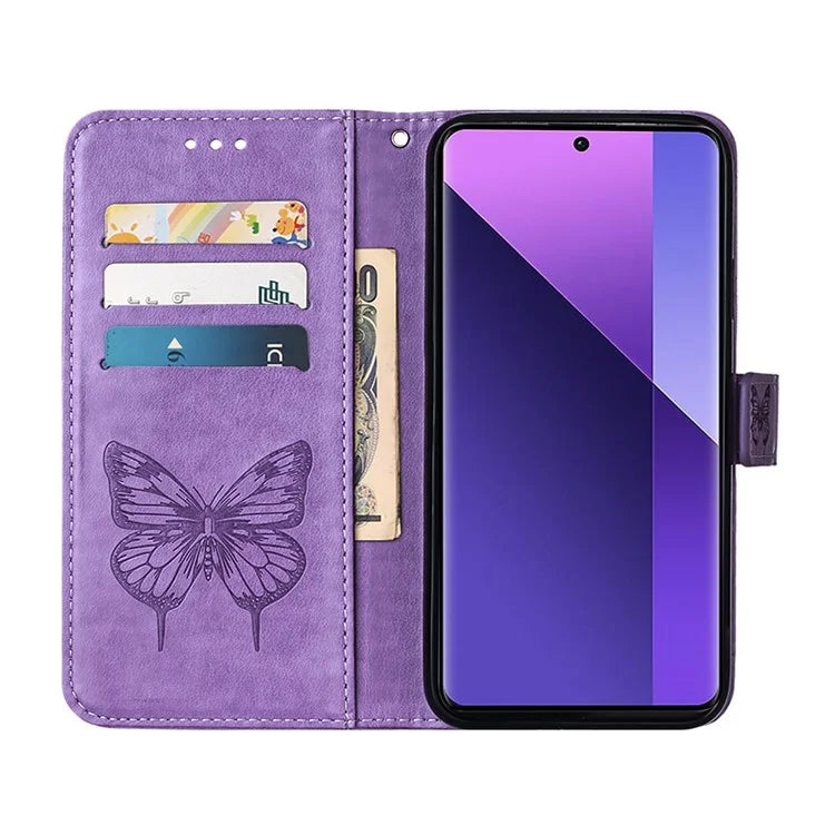 YB Imprinting Series-4 For Xiaomi Redmi Note 13 Pro+ 5G Case Flip Wallet Floral Butterfly Leather Phone Cover
