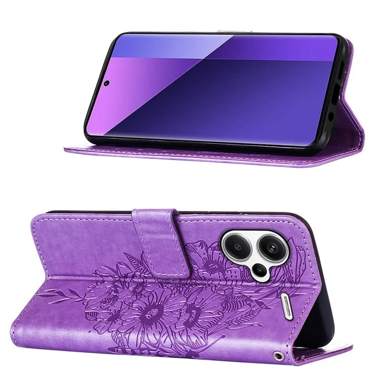 YB Imprinting Series-4 For Xiaomi Redmi Note 13 Pro+ 5G Case Flip Wallet Floral Butterfly Leather Phone Cover