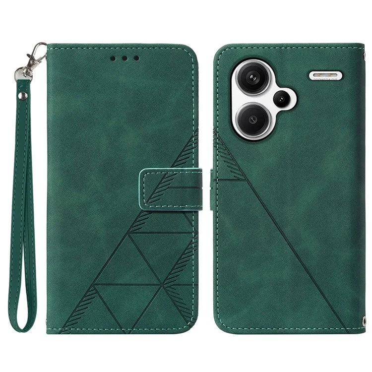 YB Imprinting Series-1 For Xiaomi Redmi Note 13 Pro+ 5G Case Wallet Leather Line Pattern Phone Coverish Green