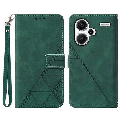 YB Imprinting Series-1 For Xiaomi Redmi Note 13 Pro+ 5G Case Wallet Leather Line Pattern Phone Coverish Green