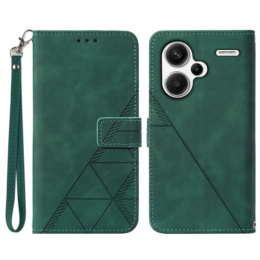 YB Imprinting Series-1 For Xiaomi Redmi Note 13 Pro+ 5G Case Wallet Leather Line Pattern Phone Coverish Green