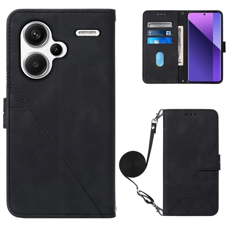 YB Imprinting Series-2 for Xiaomi Redmi Note 13 Pro+ 5G Case Flip Leather Phone Cover with Shoulder Strap