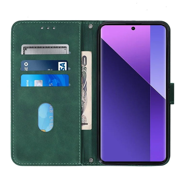 YB Imprinting Series-2 for Xiaomi Redmi Note 13 Pro+ 5G Case Flip Leather Phone Cover with Shoulder Strapish Green