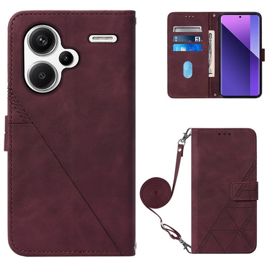 YB Imprinting Series-2 for Xiaomi Redmi Note 13 Pro+ 5G Case Flip Leather Phone Cover with Shoulder Strap