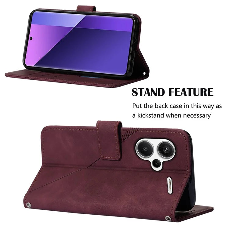 YB Imprinting Series-2 for Xiaomi Redmi Note 13 Pro+ 5G Case Flip Leather Phone Cover with Shoulder Strap