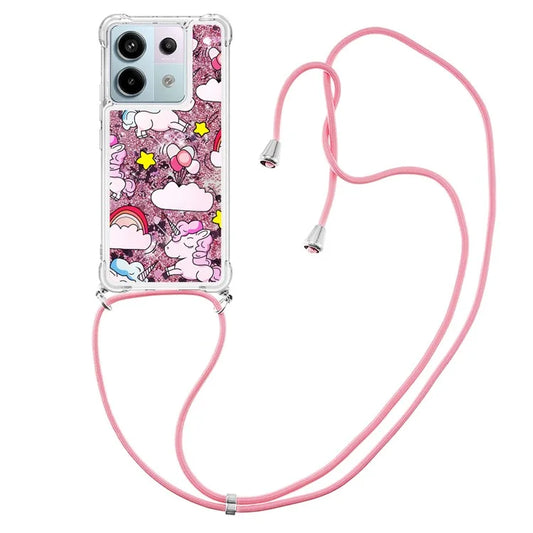 YB Quicksand Series-5 For Xiaomi Redmi Note 13 Pro 5G / Poco X6 5G Case Pattern Printing TPU Phone Cover with Lanyard