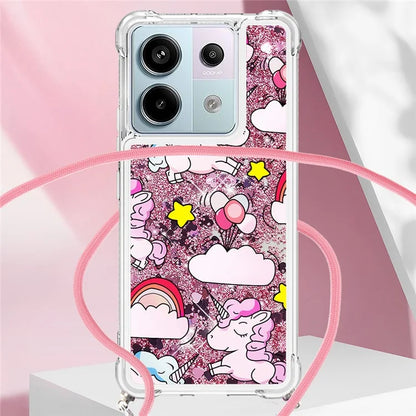YB Quicksand Series-5 For Xiaomi Redmi Note 13 Pro 5G / Poco X6 5G Case Pattern Printing TPU Phone Cover with Lanyard