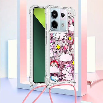 YB Quicksand Series-5 For Xiaomi Redmi Note 13 Pro 5G / Poco X6 5G Case Pattern Printing TPU Phone Cover with Lanyard