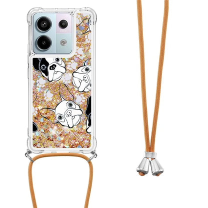 YB Quicksand Series-5 For Xiaomi Redmi Note 13 Pro 5G / Poco X6 5G Case Pattern Printing TPU Phone Cover with Lanyard