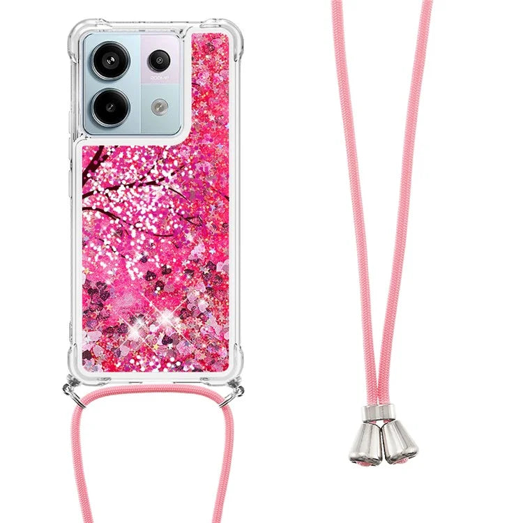 YB Quicksand Series-5 For Xiaomi Redmi Note 13 Pro 5G / Poco X6 5G Case Pattern Printing TPU Phone Cover with Lanyard