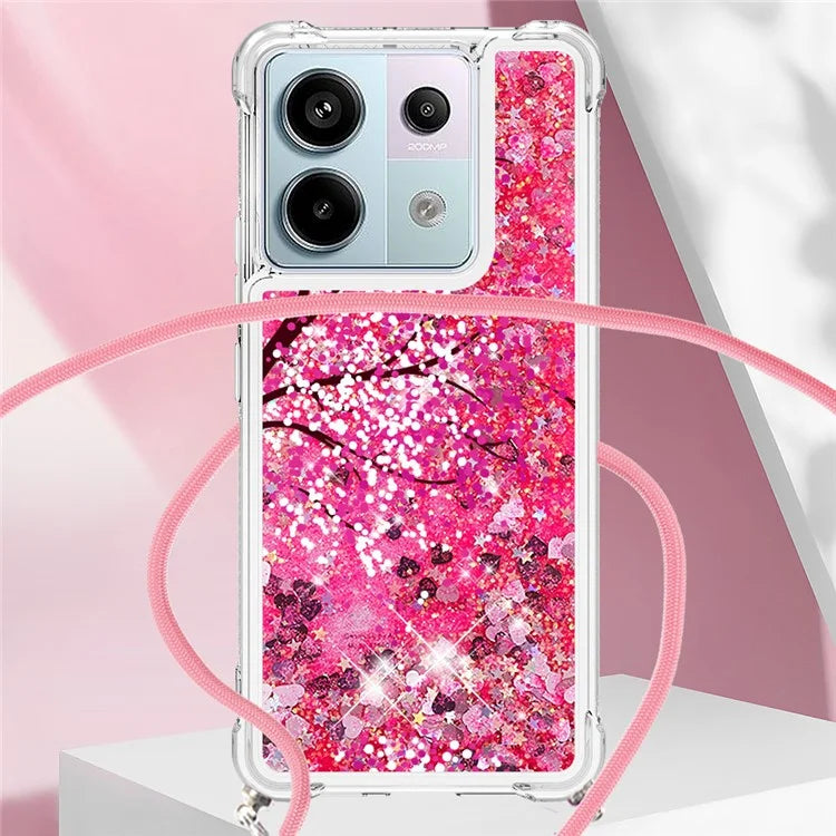 YB Quicksand Series-5 For Xiaomi Redmi Note 13 Pro 5G / Poco X6 5G Case Pattern Printing TPU Phone Cover with Lanyard