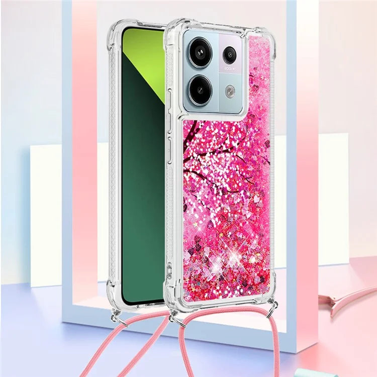 YB Quicksand Series-5 For Xiaomi Redmi Note 13 Pro 5G / Poco X6 5G Case Pattern Printing TPU Phone Cover with Lanyard