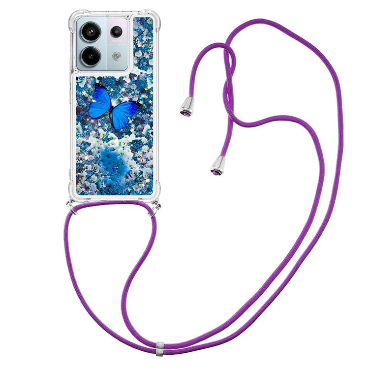 YB Quicksand Series-5 For Xiaomi Redmi Note 13 Pro 5G / Poco X6 5G Case Pattern Printing TPU Phone Cover with Lanyard