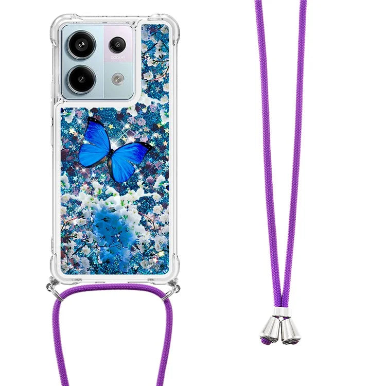 YB Quicksand Series-5 For Xiaomi Redmi Note 13 Pro 5G / Poco X6 5G Case Pattern Printing TPU Phone Cover with Lanyard