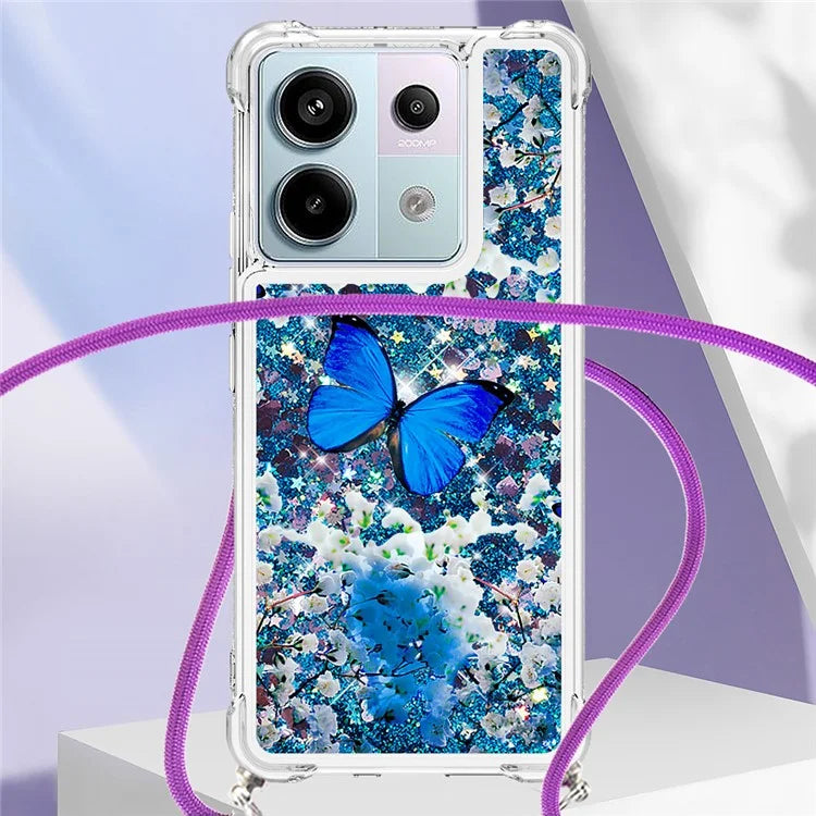 YB Quicksand Series-5 For Xiaomi Redmi Note 13 Pro 5G / Poco X6 5G Case Pattern Printing TPU Phone Cover with Lanyard
