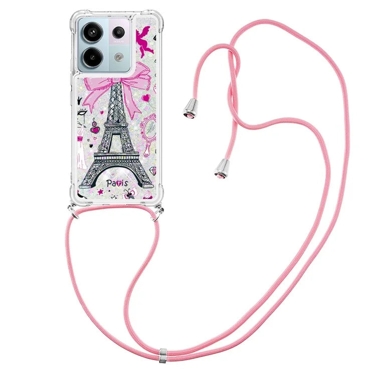 YB Quicksand Series-5 For Xiaomi Redmi Note 13 Pro 5G / Poco X6 5G Case Pattern Printing TPU Phone Cover with Lanyard