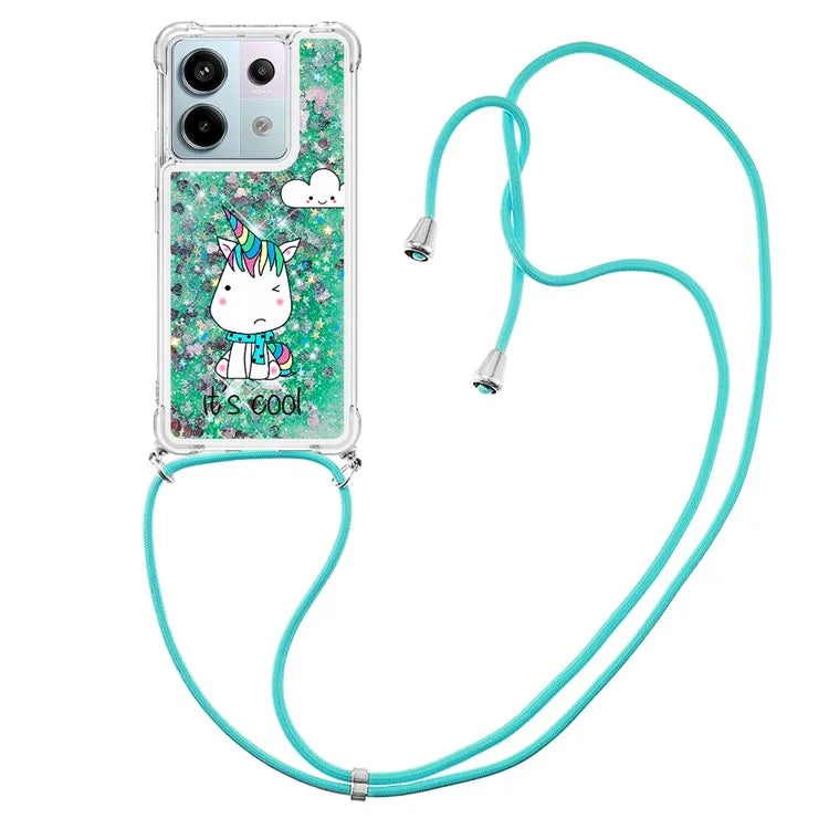 YB Quicksand Series-5 For Xiaomi Redmi Note 13 Pro 5G / Poco X6 5G Case Pattern Printing TPU Phone Cover with Lanyard