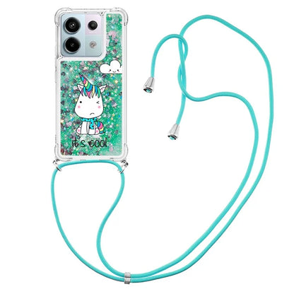 YB Quicksand Series-5 For Xiaomi Redmi Note 13 Pro 5G / Poco X6 5G Case Pattern Printing TPU Phone Cover with Lanyard
