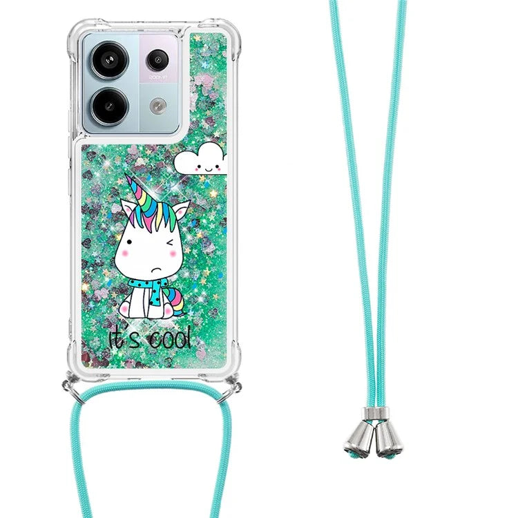 YB Quicksand Series-5 For Xiaomi Redmi Note 13 Pro 5G / Poco X6 5G Case Pattern Printing TPU Phone Cover with Lanyard