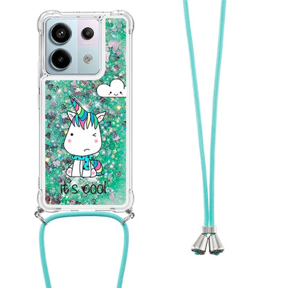 YB Quicksand Series-5 For Xiaomi Redmi Note 13 Pro 5G / Poco X6 5G Case Pattern Printing TPU Phone Cover with Lanyard