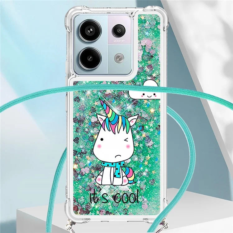 YB Quicksand Series-5 For Xiaomi Redmi Note 13 Pro 5G / Poco X6 5G Case Pattern Printing TPU Phone Cover with Lanyard