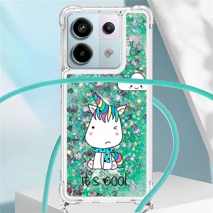YB Quicksand Series-5 For Xiaomi Redmi Note 13 Pro 5G / Poco X6 5G Case Pattern Printing TPU Phone Cover with Lanyard
