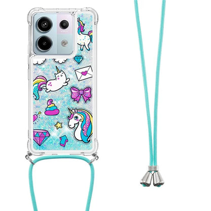 YB Quicksand Series-5 For Xiaomi Redmi Note 13 Pro 5G / Poco X6 5G Case Pattern Printing TPU Phone Cover with Lanyard