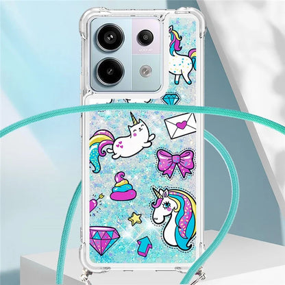 YB Quicksand Series-5 For Xiaomi Redmi Note 13 Pro 5G / Poco X6 5G Case Pattern Printing TPU Phone Cover with Lanyard