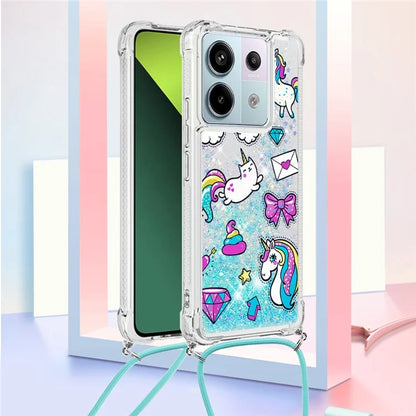 YB Quicksand Series-5 For Xiaomi Redmi Note 13 Pro 5G / Poco X6 5G Case Pattern Printing TPU Phone Cover with Lanyard