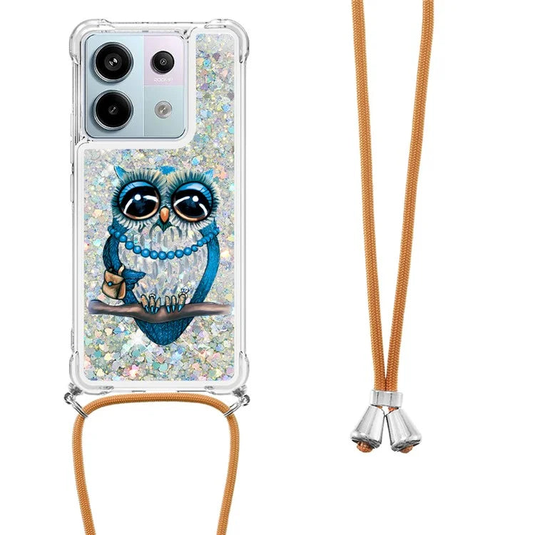 YB Quicksand Series-5 For Xiaomi Redmi Note 13 Pro 5G / Poco X6 5G Case Pattern Printing TPU Phone Cover with Lanyard